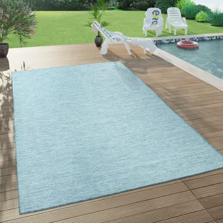 Outdoor Teppich Balkon Terrasse Grau Rosa Grün Pastellfarben Flachgewebe Grösse 60x100 cm - Blau