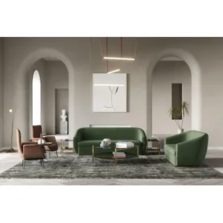 Sofagarnitur 3+3 Sitzer Grüne Sofa Garnituren Leder Sofas Couchen Polster Sitz - Grün