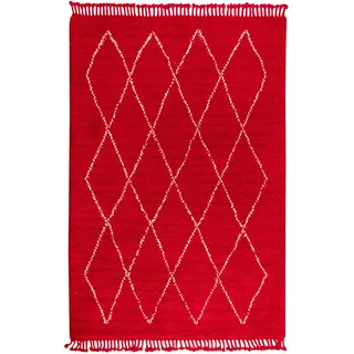 Steffensmeier Berberteppich 170/240 cm Beni , Rot , Naturmaterialen , Rauten , Rechteckig , 170x240 cm , für Fußbodenheizung geeignet , Teppiche und Böden, Teppiche, Orientteppiche