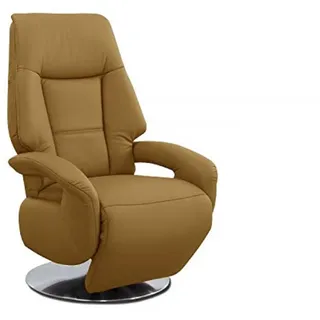 Cavadore Ledersessel Edinburgh / Fernsehsessel mit manuell verstellbarer Relaxfunktion / 74 x 114 x 77 / Echtleder: gelb