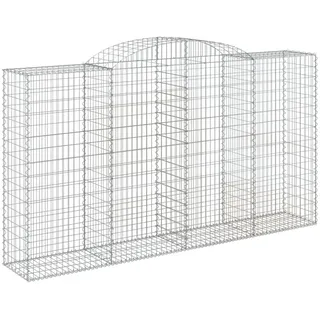 vidaXL Gabione mit Hochbogen 300x50x160/180 cm Verzinktes Eisen - Silber