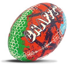 Rhino Graffiti-Rugbyball, Rot/Blau, Größe 5