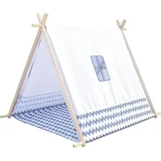 Bino 82825 - Spielzelt für drinnen & draußen, Maße: 120x150x120cm, weiss-blau, Kinderzelt