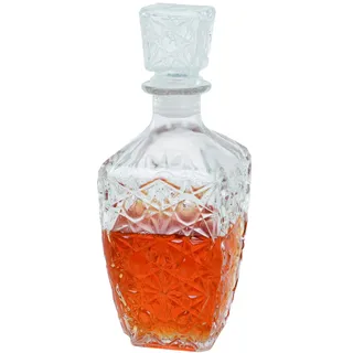 your castle Glas-Karaffe mit Glasverschluss für Whiskey, Cognac, Likör Whisky-Dekanter Whiskyflasche Dekantierer 900 ml, 23x9x9cm