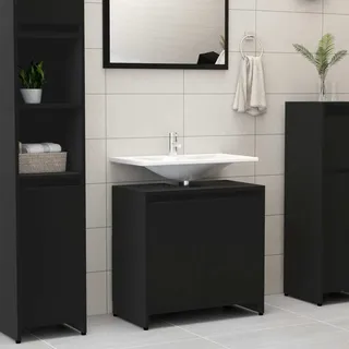 The Living Store Badezimmerschrank Schwarz 60x33x61 cm Holzwerkstoff - Schwarz