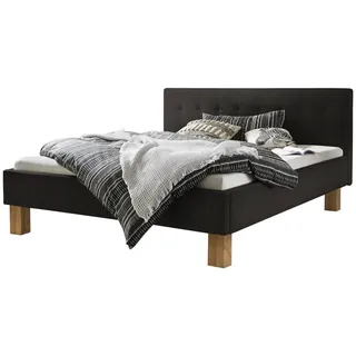 Hasena Polsterbett Noemi, Wildbuche | Kunstleder shale, 180x200 - Schwarz