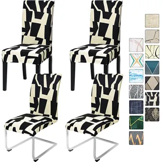 Alishomtll Stretch Stuhlbezug 4er/6er Set Stuhlhussen Schwingstuhl Elastische Stuhlhussen Abnehmbarer Waschbarer Esszimmerstühle Bezüge für Restaurant Hotel Bankett (Schwarz, 4 Stück)