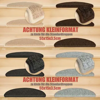 Kettelservice-Metzker Stufenmatten Kleinformat für Raumspartreppen/Wendeltreppen 55x15x3,5cm, Grau 18 Stück
