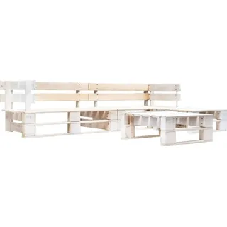 SYFAXTM 4-tlg. Garten-Paletten-Sofagarnitur Holz Weiß - Weiß