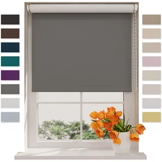 DTCH® Verdunkelungsrollo, grau, 80 x 190 cm | Für Fenster, 100% verdunkelnd, Wand- oder Deckenmontage, Klemmfix separat erhältlich, Breiten bis 240 cm, kindersicher