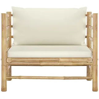 vidaXL Gartensofa mit Kissen Cremeweiß Bambus