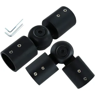 Gardinenstangenverbinder für Fenster-Ecken, verstellbar, für Erkerfenster, 1,9 cm, Schwarz, 2 Stück