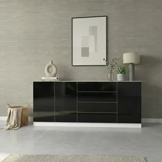 borchardt Möbel Vaasa 190 x 79 x 35 cm Schwarz/Weiß