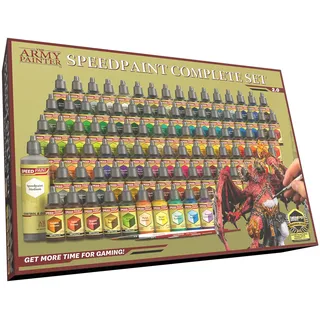 The Army Painter, Speedpaint 2.0 Complete Paint Set, 90 x 18ml Modellbau Farben, inkl. 10 Metallics, 1 Medium& 3 Pinsel - Modell Farben für Wargames Tabletop Figuren & Dnd Miniatures
