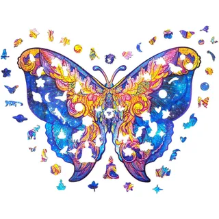 UNIDRAGON 323-tlg. Holzpuzzle Intergalaxy Butterfly King Size 41x30 cm