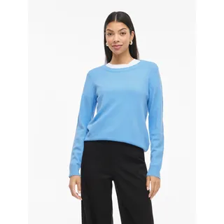 Rundhalspullover VILA "VIRIL O-NECK L/S KNIT TOP - NOOS", Damen, Gr. XXL, all aboard detail:schwarz melange, Feinstrick, Obermaterial: 50% Viskose, 27% Nylon, 23% Polyester, meliert, regular fit normal, Rundhals, Rippbündchen, Pullover Rundhalspullover, Viskosemischung, regular fit