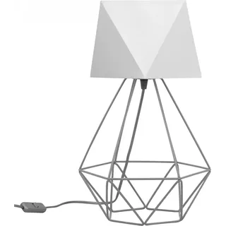 Light-Home Lampenschirm Tischlampe Modern - Elegante Nachttischlampe für Schlafzimmer Wohnzimmer - Tischleuchte E27 - 40x23,5 cm - Grau und Hellgrau Diamant - Grau, Hellgrau