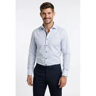 Langarmhemd OLYMP "Luxor", Herren, Gr. 41, N-Gr, blau (silbergrau), Web, Obermaterial: 100% Baumwolle, normal, 2-Knopf-Manschette, Hemden Langarmhemd, Businesshemd, unifarben, modern fit, Royal-Kentkragen