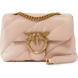 PINKO Leder Umhängetasche Schultertasche Love Puff Mini CL Sheep Nappa Cipria - Antique Gold lachsfarben - Rosa