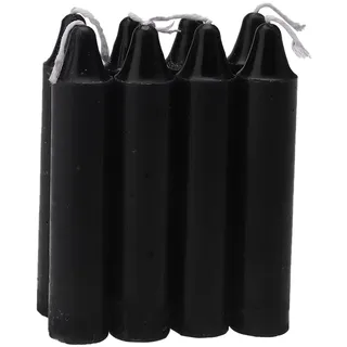 Ovaletta 8 Stück Stabkerzen Schwarz, Kurze Stabkerzen, Tafelkerzen, Schwarze Kerzen, Kerzen Schwarz, Notfallkerzen, 2,1 x 10,8 cm