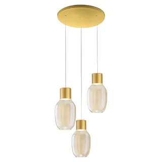 Lapo LED-Pendelleuchte Ø350 mm 36 W 3900 lm 3000 K dimmbar, Metall und cognacfarbenes Borosilikatglas, Schutzklasse 1 - 3768-47-365