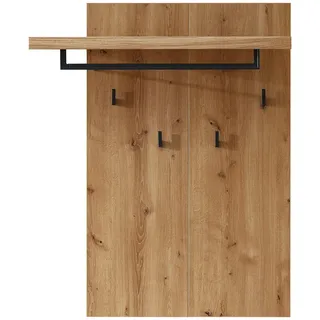 Linea Natura Garderobenpaneel , Anthrazit, Schwarz , Holz, Holzwerkstoff , Wildeiche , massiv , 88x108x31 cm , Aufhängemöglichkeit , Holzmöbel, Garderobe Holz, Garderobenpaneele Holz