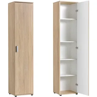 Home Collective Mehrzweckschrank mit 1 Tür & 4 Einlegeböden in Sonoma Eiche , Holzwerkstoff , Echtholz , 40x184x35 cm , Waschküche, Mehrzweckschränke