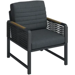 Ambia Garden Loungesessel , Dunkelgrau , Metall, Kunststoff, Textil , Füllung: Schaumstoff , eckig , 64x72x73 cm , Gartenmöbel, Loungemöbel, Lounge-Serien
