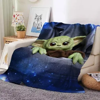 Mandalorian Yoda Flannel Fleece Blanket Grogu Kuiil Karga Decke Sommer Sofa Quilt - Grogu 13 - 130x150cm