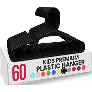 Utopia Home Packung mit 60 Kinderkleiderbügeln - 11,5“ Baby- und Kinderkleiderbügel aus Kunststoff für den Kleiderschrank, ideal für den täglichen Gebrauch, schwarz