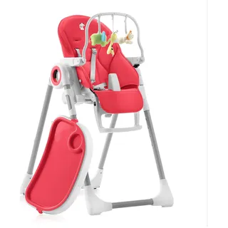 Sweety Fox Hochstuhl Baby mit Liegefunktion - Verstehllbar und Klappbar, Kinderstuhl mit Sicherheitsgurt - Mitwachsender Kinderhochstuhl 6 Monaten bis 3 Jahren, max. 15 kg - Rot