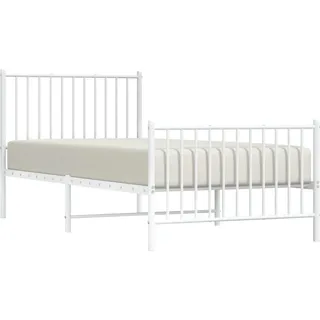 vidaXL Bettgestell mit Kopf- und Fußteil Metall Weiß 90x200 cm - Weiß