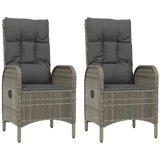 vidaXL Gartenstühle 2 Stk. Poly Rattan Grau - Grau