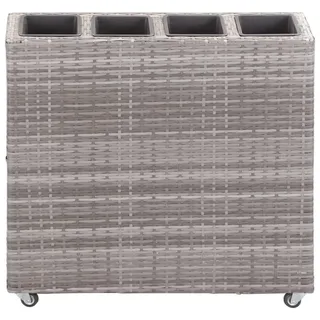 vidaXL Garten-Hochbeet mit 4 Töpfen 80x22x79 cm Poly Rattan Grau - Grau