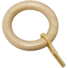 Bild Gardinenringe für Ø 28 mm, Mit Gardinenhaken, 10 Stück, Ring-Breite 9 mm, Holz, Kiefer