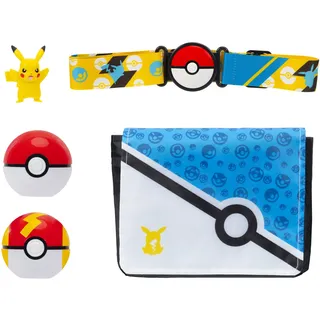 Pokémon PKW4171 - Pikachu Clip ‘N’ Go Bandolier Set – Pikachu Battle Figur, Pokéball, Turboball, Gurt und Bandolier, offizielles Set
