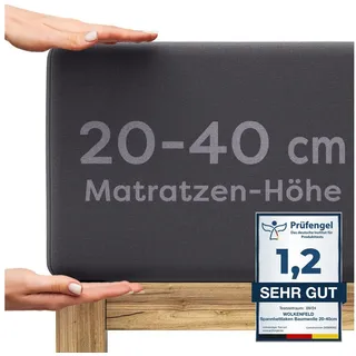 Wolkenfeld Spannbettlaken Baumwolle-Jersey 90 x 200 - 140 x 200 - 160 x 200 - 180 x 200 - 200 x 220 - 220 x 240 cm grau