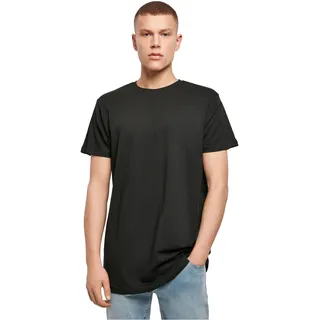 Build Your Brand Herren Shaped Long Tee – Langes T Shirt aus Baumwolle mit abgerundetem Saum im Streetwear Style für Alltag Freizeit und Casual Outfits,Schwarz,M