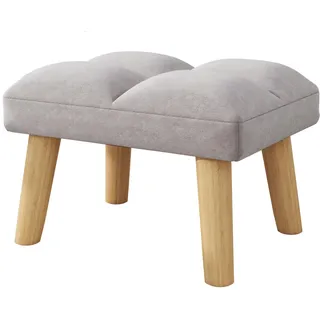 YMYNY Fußhocker, kleine Ottomane Hocker Stuhl mit Holzbeinen, Moderne Gepolsterte Sofa Sitz Fußstütze Hocker, Samt Fußhocker, Pouf Couch Hocker für Wohnzimmer Schlafzimmer 40×30×27CM Grau HBD032G