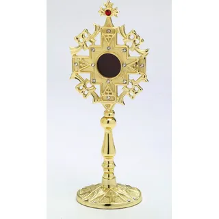 Reliquiar vergoldet mit edlen Kristallsteinen Höhe 24 cm - Gold
