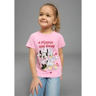 T-Shirt KIDSWORLD "MINNIE & DAISY - Disney Shirt", Mädchen, Gr. 140/146, pink, Single Jersey, Obermaterial: 100% Baumwolle, bedruckt, Basic normal, Rundhals, abgesteppte Kante, Shirts T-Shirt, modischer Stil, Kurzarm, auch in großen Größen, aus Baumwolle