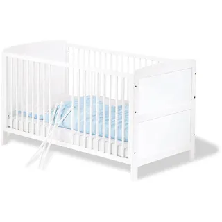 Pinolino - 111422 - Kinderbett Viktoria (140 x 70 cm) - mit 3 Schlupfsprossen, Buche, teilmassiv, weiß