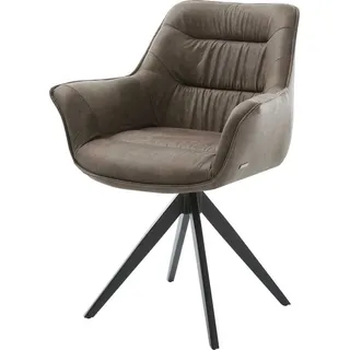 DeLife Polsterstuhl Kaira-Flex Kreuzgestell kantig Schwarz Mikrofaser Taupe Vintage