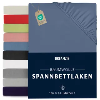 Dreamzie Spannbettlaken Baumwolle-Jersey 120 x 200 cm Blau