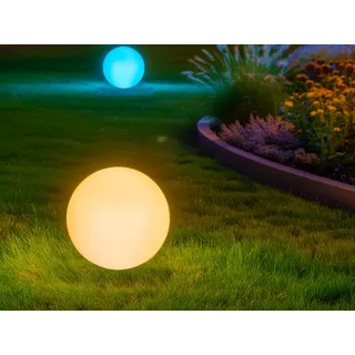 2er Set LED Solarkugeln mit RGB Farbwechsel & Erdspieß Gartenkugeln, Ø 30cm