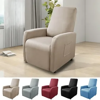 Sesselschoner, All-Inclusive Sesselbezug, Sesselbezuge Stretch mit Taschen, Liegestuhlbezug Sesselhusse, Sesselbezüge Hussen, für Fernsehsessel Relaxsessel Sesselhusse, Wasserdicht (Hellmokka)
