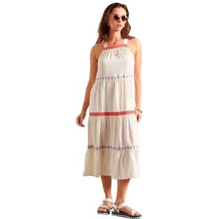 Superdry Sleeveless Embroidered Kleid - Buttercream - S