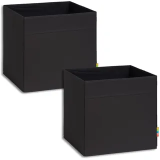 Storanda | 2er Set Aufbewahrungsbox Regal | Faltbare & Extra Stabile Kallax Boxen Aufbewahrung | Aufbewahrungskorb Regalbox für Würfelregal | Ideal für Zuhause & Kinderzimmer | 33x33x33 cm | Schwarz