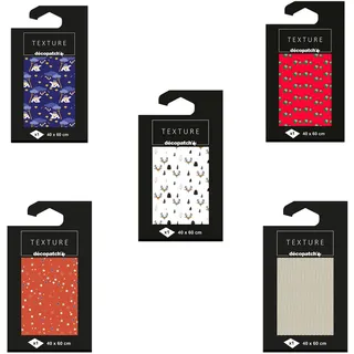 Décopatch TD777AMZC - Set mit 5 Packungen bedrucktes Papier 40x60 cm, ideal für DIY-Projekte und Weihnachtsdeko, 1 Set