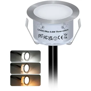 HIBOITEC 1 Stück LED Einbaustrahler - Terrassen Einbaustrahler Außen IP67 Wasserdicht LED Bodeneinbaustrahler 0.8W Ø42mm Terrassenbeleuchtung für Terrasse Garten Gehweg Treppen